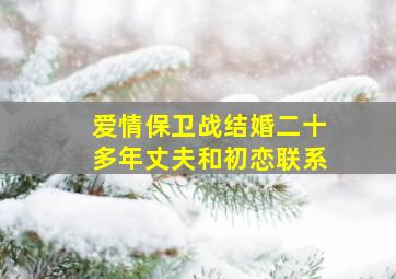 爱情保卫战结婚二十多年丈夫和初恋联系