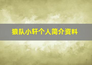 狼队小轩个人简介资料