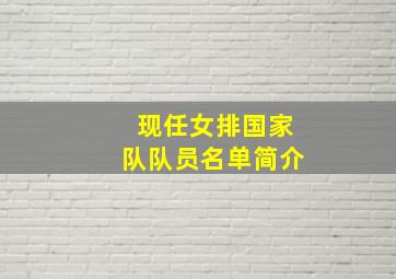 现任女排国家队队员名单简介