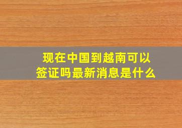 现在中国到越南可以签证吗最新消息是什么