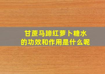 甘蔗马蹄红萝卜糖水的功效和作用是什么呢