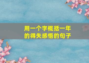 用一个字概括一年的得失感悟的句子