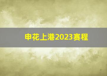 申花上港2023赛程