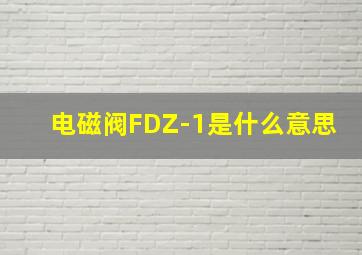 电磁阀FDZ-1是什么意思