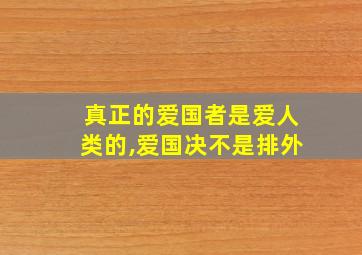 真正的爱国者是爱人类的,爱国决不是排外