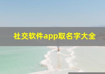 社交软件app取名字大全