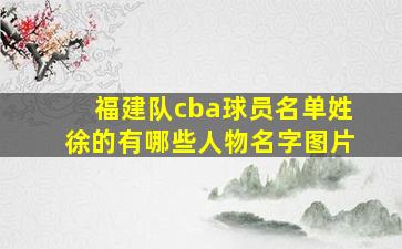 福建队cba球员名单姓徐的有哪些人物名字图片