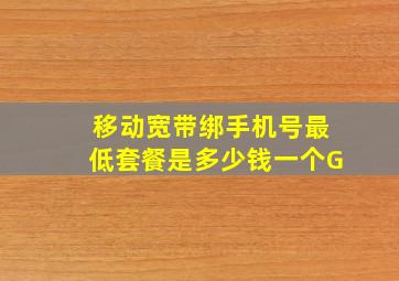 移动宽带绑手机号最低套餐是多少钱一个G