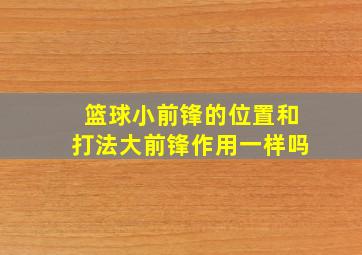 篮球小前锋的位置和打法大前锋作用一样吗