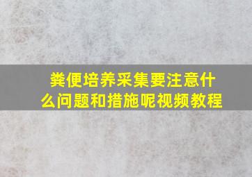 粪便培养采集要注意什么问题和措施呢视频教程