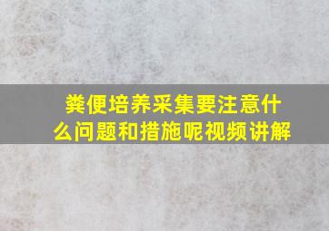 粪便培养采集要注意什么问题和措施呢视频讲解