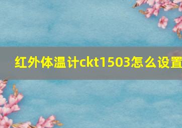 红外体温计ckt1503怎么设置