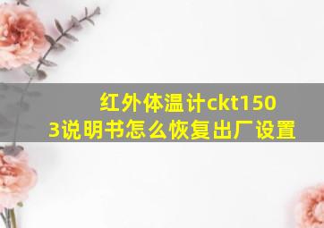 红外体温计ckt1503说明书怎么恢复出厂设置