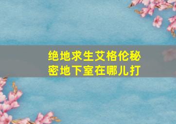 绝地求生艾格伦秘密地下室在哪儿打