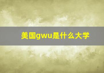 美国gwu是什么大学