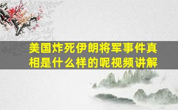 美国炸死伊朗将军事件真相是什么样的呢视频讲解