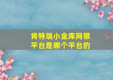 肯特瑞小金库网银平台是哪个平台的