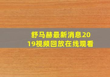 舒马赫最新消息2019视频回放在线观看