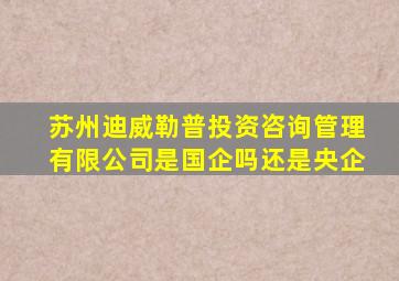 苏州迪威勒普投资咨询管理有限公司是国企吗还是央企