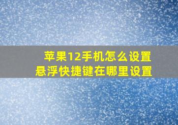 苹果12手机怎么设置悬浮快捷键在哪里设置