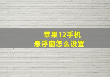 苹果12手机悬浮窗怎么设置