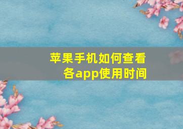 苹果手机如何查看各app使用时间