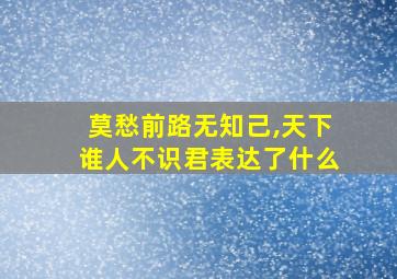 莫愁前路无知己,天下谁人不识君表达了什么