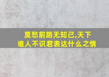 莫愁前路无知己,天下谁人不识君表达什么之情