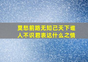 莫愁前路无知己天下谁人不识君表达什么之情