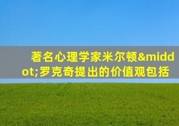 著名心理学家米尔顿·罗克奇提出的价值观包括