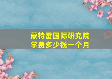 蒙特雷国际研究院学费多少钱一个月