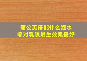 蒲公英搭配什么泡水喝对乳腺增生效果最好