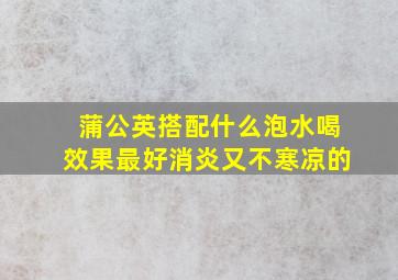 蒲公英搭配什么泡水喝效果最好消炎又不寒凉的