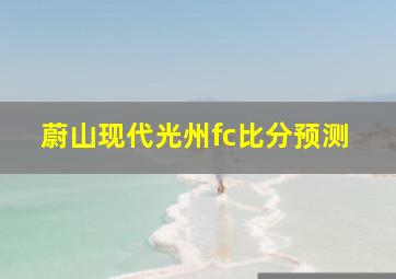 蔚山现代光州fc比分预测