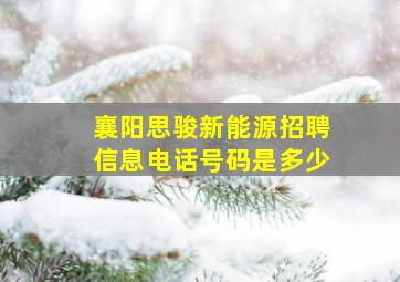 襄阳思骏新能源招聘信息电话号码是多少