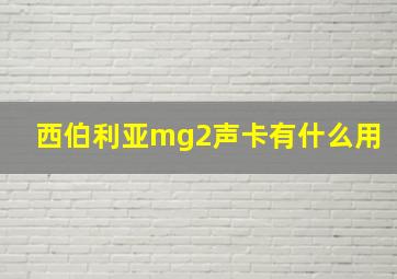 西伯利亚mg2声卡有什么用