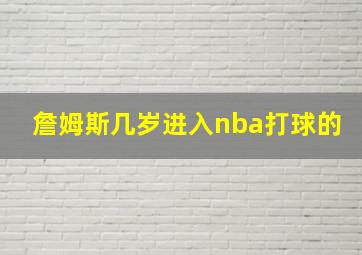 詹姆斯几岁进入nba打球的