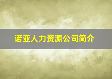 诺亚人力资源公司简介