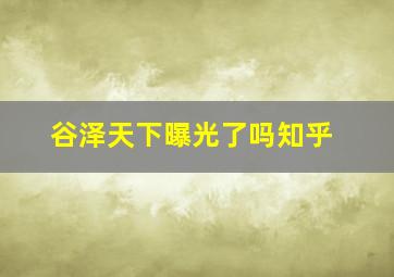 谷泽天下曝光了吗知乎