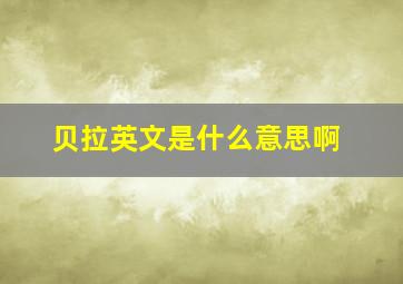 贝拉英文是什么意思啊