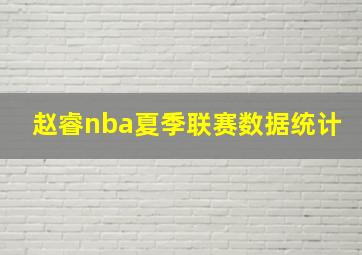 赵睿nba夏季联赛数据统计