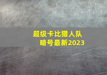 超级卡比猎人队暗号最新2023