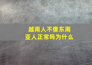 越南人不像东南亚人正常吗为什么