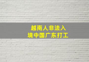 越南人非法入境中国广东打工