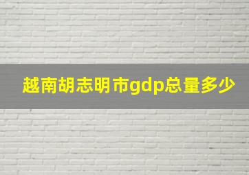 越南胡志明市gdp总量多少