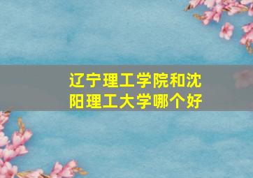 辽宁理工学院和沈阳理工大学哪个好