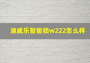 迪威乐智能锁w222怎么样