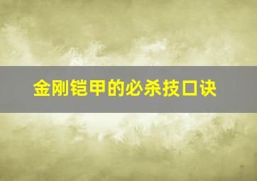 金刚铠甲的必杀技口诀