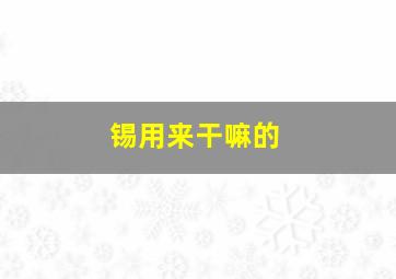 锡用来干嘛的