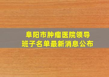 阜阳市肿瘤医院领导班子名单最新消息公布